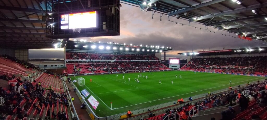 Stadion von Stoke City, das Britannia-Stadium am 23.12.2023.